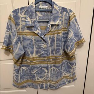 Joanna Blue and Gold Bamboo Print Blouse